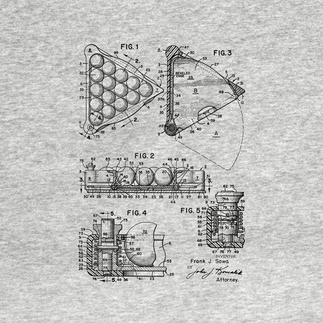 Billiard Ball Rack Vintage Patent Drawing by TheYoungDesigns